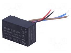 Converter: AC/DC | 4W | Uout: 3.3VDC | Iout: 1.2A | 67% | Mounting: cables