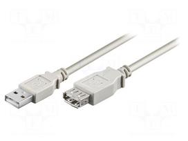 Cable | USB 2.0 | USB A socket,USB A plug | 5m | grey | 480Mbps