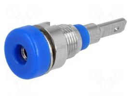 Socket | 2mm banana | 10A | 23mm | blue | Mounting: screw,on panel