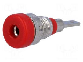Socket | 2mm banana | 10A | 23mm | red | Mounting: screw,on panel