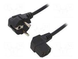 Cable | CEE 7/7 (E/F) plug angled,IEC C13 female 90° | 1.5m | PVC