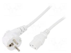 Cable | CEE 7/7 (E/F) plug angled,IEC C13 female | 4m | white | PVC