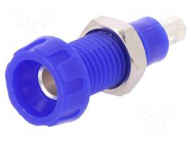 Socket | 4mm banana | 10A | 250VAC | 28.5mm | blue | nickel plated | 10mΩ