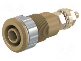 Socket | 4mm banana | 32A | 1kV | Cutout: Ø12.2mm | brown | gold-plated