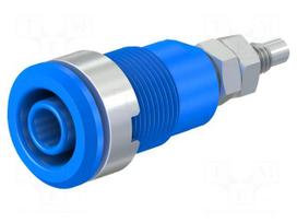 Socket | 4mm banana | 32A | 1kV | Cutout: Ø12.2mm | blue | nickel plated