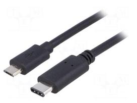 Cable | USB 2.0 | USB B micro plug,USB C plug | nickel plated | 1m