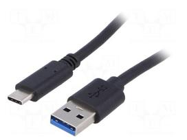 Cable | USB 3.0 | USB A plug,USB C plug | nickel plated | 0.5m | black