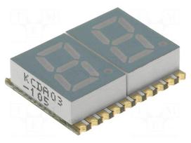 Display: LED | 7-segment | 7.62mm | 0.3" | No.char: 2 | red | 8÷27mcd | SMD