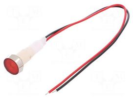 Indicator: LED | flat | 110VDC | 110VAC | Cutout: Ø10mm | 200mm leads