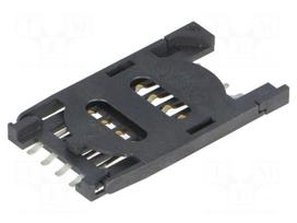 Connector: for cards | SIM | with hinged holder | SMT | gold-plated
