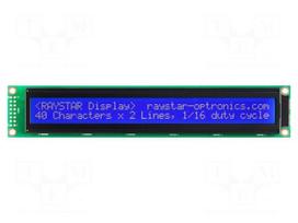 Display: LCD | alphanumeric | STN Negative | 40x2 | blue | LED | PIN: 16