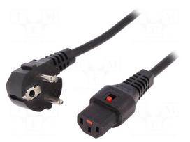 Cable | CEE 7/7 (E/F) plug angled,IEC C13 female | 5m | black | PVC