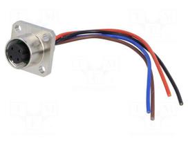 Socket | M12 | PIN: 4 | female | D code-Ethernet | IP67 | 250V | 4A | cables