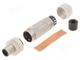 Plug | M12 | PIN: 4 | male | D code-Ethernet | for cable | soldering | IP65
