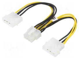 Cable: mains | Molex male x2,PCI-E 8pin female | 0.15m