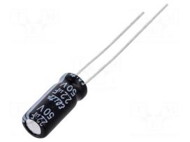 Capacitor: electrolytic | THT | 2.2uF | 50VDC | Ø5x11mm | Pitch: 2mm