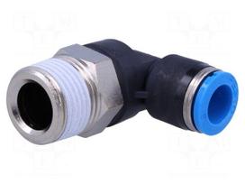 Push-in fitting | angled 90° | Input thread: R 3/8" external | 8mm