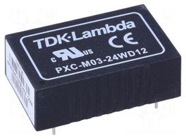 Converter: DC/DC | 3W | Uin: 9÷36V | Uout: 12VDC | Uout2: -12VDC | DIP24