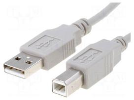 Cable | USB 2.0 | USB A plug,USB B plug | 0.5m | grey | Core: Cu