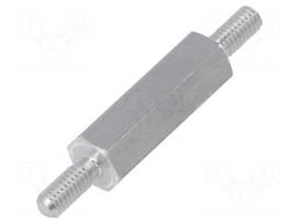 Screwed spacer sleeve | 15mm | Ext.thread: M2,5 | hexagonal