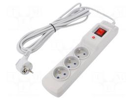 Plug socket strip: protective | Sockets: 3 | 250VAC | 10A