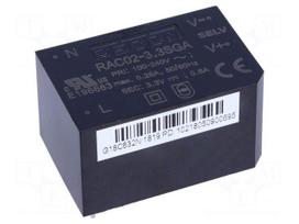 Converter: AC/DC | 2W | Uout: 3.3VDC | Iout: 500mA | 63% | Mounting: PCB