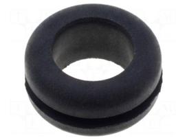 Grommet | Ømount.hole: 10mm | Øhole: 7.6mm | rubber | black