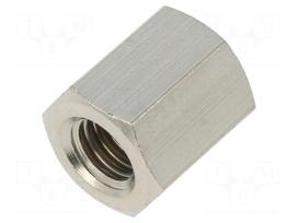 Screwed spacer sleeve | 15mm | Int.thread: M8 | hexagonal | brass