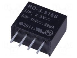 Converter: DC/DC | 1W | Uin: 2.97÷3.63VDC | Uout: 15VDC | Iout: 66mA