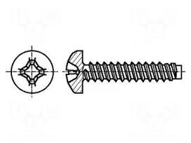 Screw | for metal | 3.5x9.5 | Head: cheese head | Phillips | PH2 | zinc