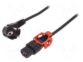 Cable | CEE 7/7 (E/F) plug angled,IEC C13 female | PVC | 3m | black