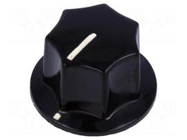 Knob | with pointer | bakelite | Øshaft: 6mm | Ø18.5x15mm | black