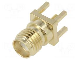 Connector: SMA | socket | female | straight | THT | on PCBs | PTFE