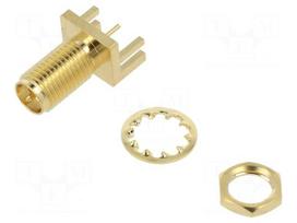 Connector: RP-SMA | socket | male | card edge | angled 90° | SMT | PTFE