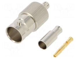 Connector: BNC | plug | female | straight | 75Ω | crimped | for cable | POM