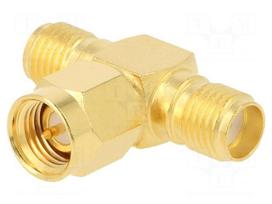 T adapter | SMA male,SMA female x2 | T | 50Ω | PTFE | gold-plated