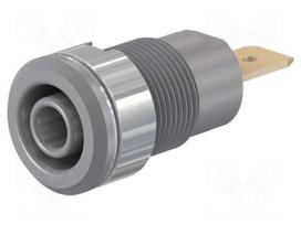 Laboratory connector: 4mm banana | socket | 1kV | 32A | grey | brass