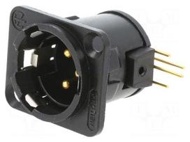 Connector: XLR | socket | male | PIN: 3 | angled 90° | THT | black | 6A