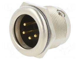 Connector: XLR | socket | male | PIN: 4 | straight | soldering | silver