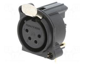 Connector: XLR | socket | female | PIN: 4 | angled 90° | THT | black | 6A