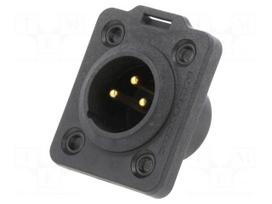 Connector: XLR | socket | male | PIN: 3 | straight | soldering | black | 6A