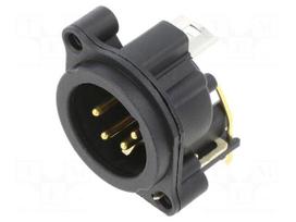 Connector: XLR | socket | male | PIN: 4 | angled 90° | THT | black | 6A