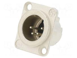 Connector: XLR | socket | male | PIN: 4 | straight | soldering | silver