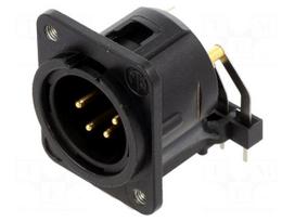 Connector: XLR | socket | male | PIN: 4 | angled 90° | THT | black | 6A