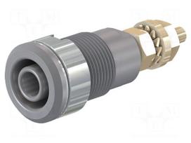 Laboratory connector: 4mm banana | socket | 1kV | 32A | grey | brass