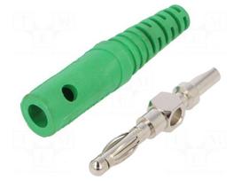 Laboratory connector: 4mm banana | plug | 10A | 33VAC | 70VDC | green