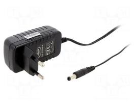 Power supply: switching | mains,plug-in | 12VDC | 1A | 12W | 83% | black