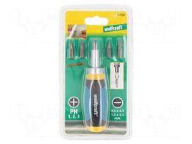 Screwdriver: universal-set | with ratchet | Phillips,slot | 5pcs.