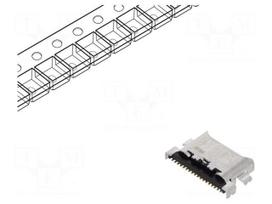 Connector: USB C | socket | CX | on PCBs | SMT | PIN: 16 | horizontal | 6A