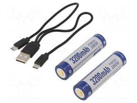 Re-battery: Li-Ion | 18650,MR18650 | 3200mAh | 3.6V | Ø18.6x70.3mm | 8A